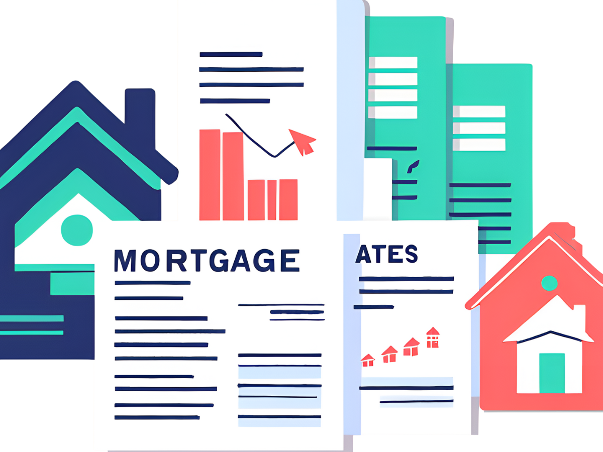 mortgage rate image of house and mortgage documents